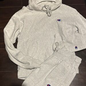 Champion Light Gray Hoodie and Joggers Set